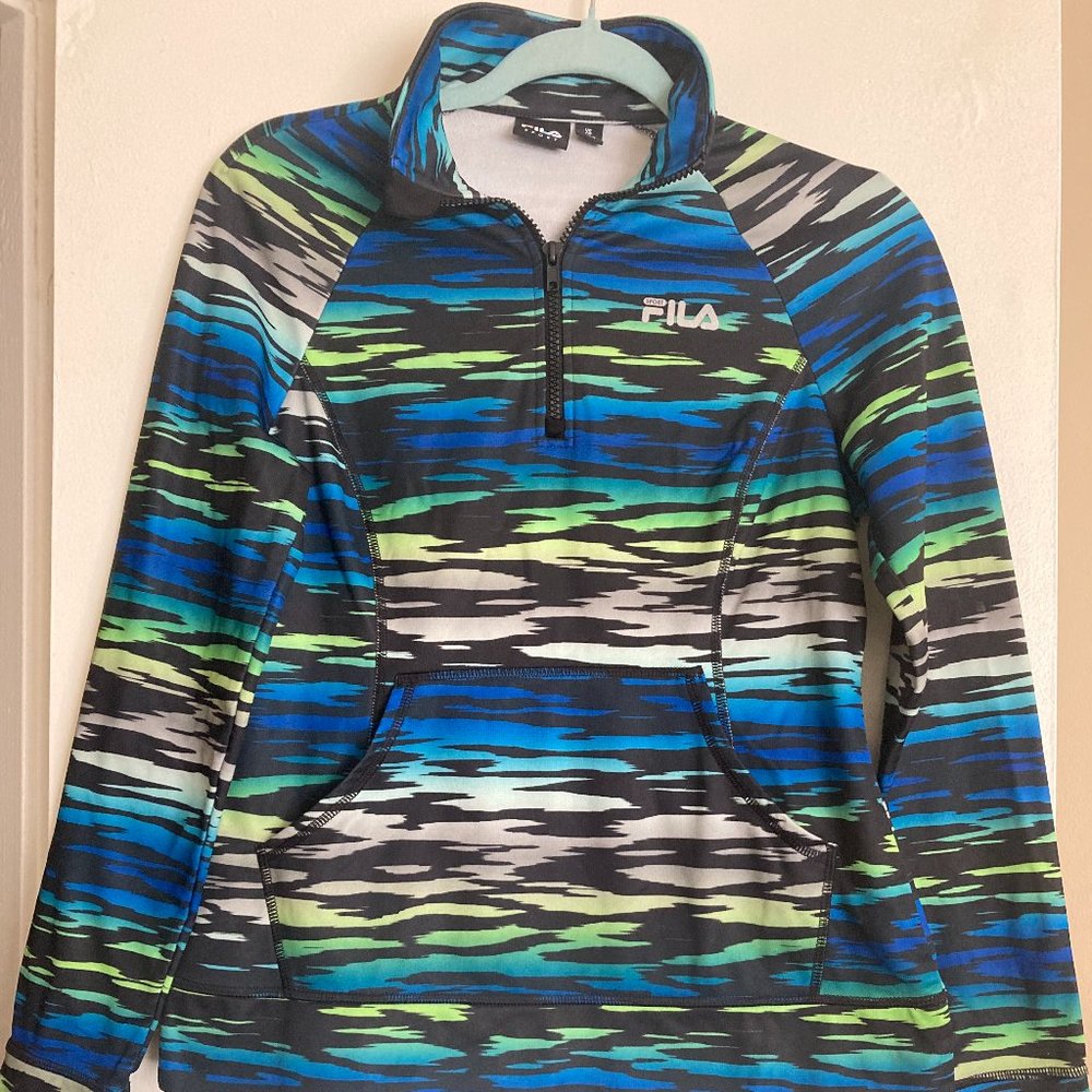 FILA Sport Women`s Pullover Track Jacket XS Black Multi 1/4 Zip